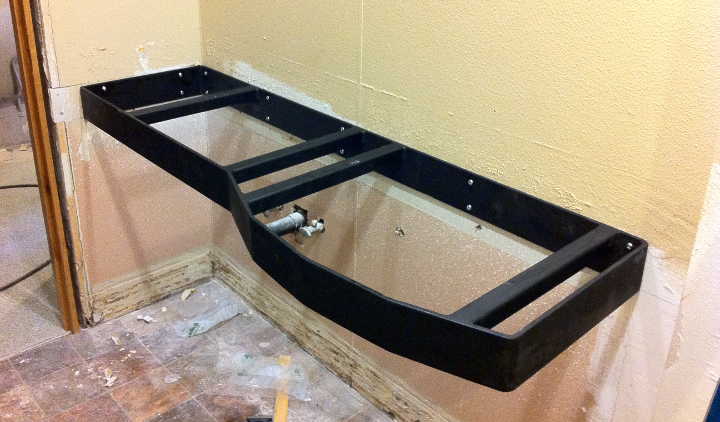 Metal framing for bathroom countertop